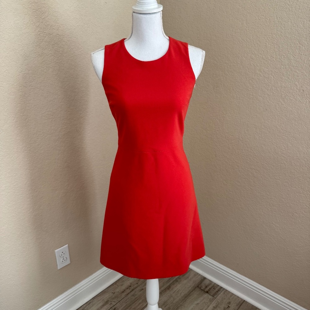 Theory A-Line Lined Dress in Poppy Size O